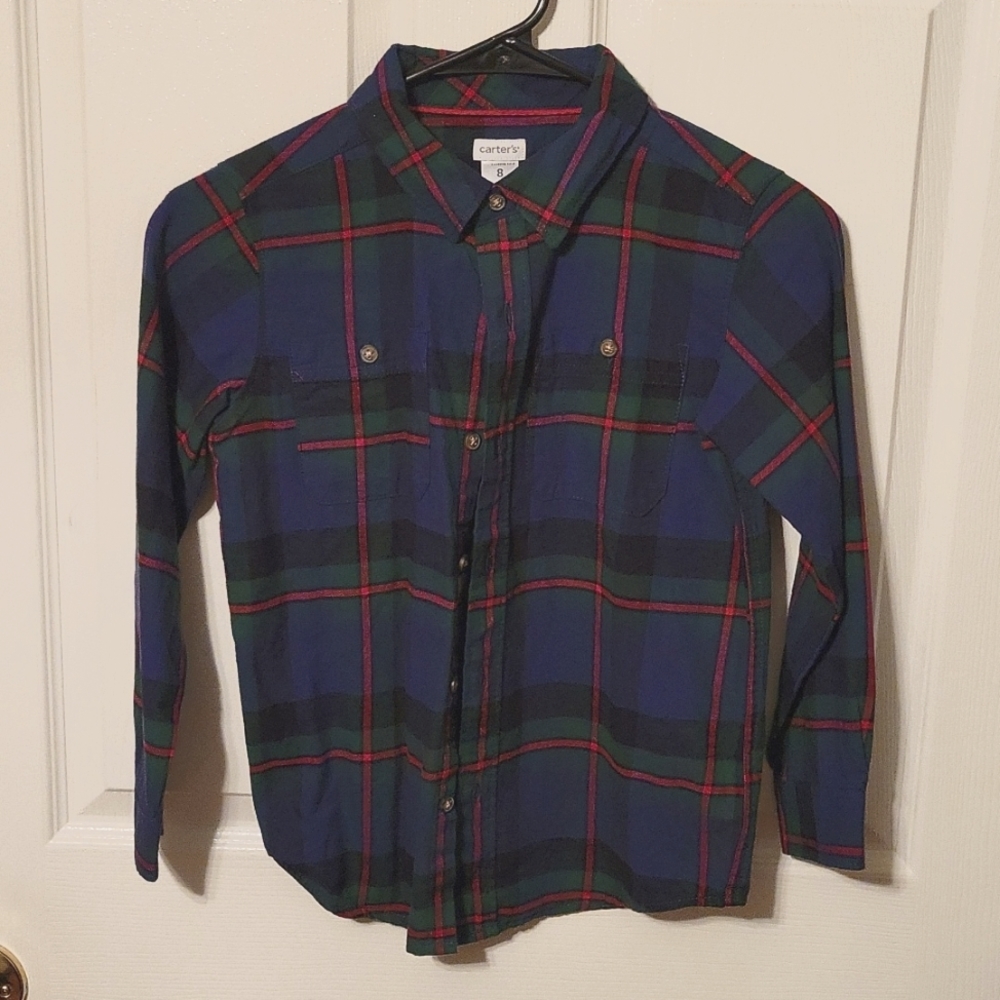 Boys Plaid Long Sleeve Button Down